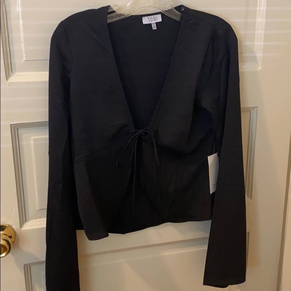 Sheer black tie top